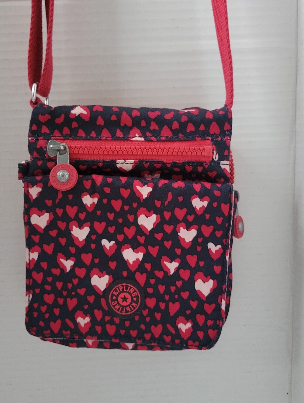 Kipling Heart Festival Crossbody Bag in Navy and Red